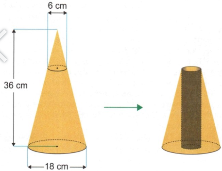 Questão 164 AMARELA - ENEM 2023 - Um artista plástico esculpe uma escultura a partir,cone reto,tronco de cone,questão geometria espacial enem,questões de cone enem