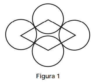 Questão 137 - ENEM 2012 - O losango representado na Figura 1 foi formado,circunferencias