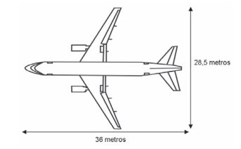 Questão 158 - ENEM 2009 - A figura a seguir mostra as medidas reais de uma,aeronave,enem