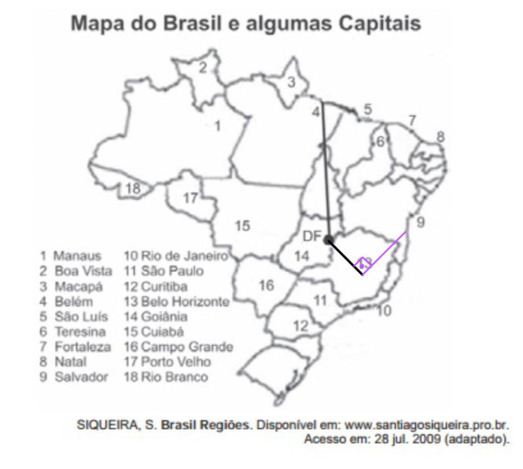 Questão 166 - ENEM 2009 - Rotas aéreas são como pontes que ligam cidades,segmento de reta,enem