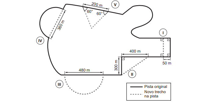 Questão 158 - Enem PPL 2022 - Para tornar uma pista de automobilismo mais segura,linhas tracejadas,trechos,enem