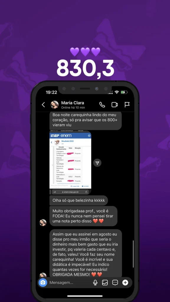MINHAS NOTAS NO ENEM 2022 (+830 MÉDIA) 