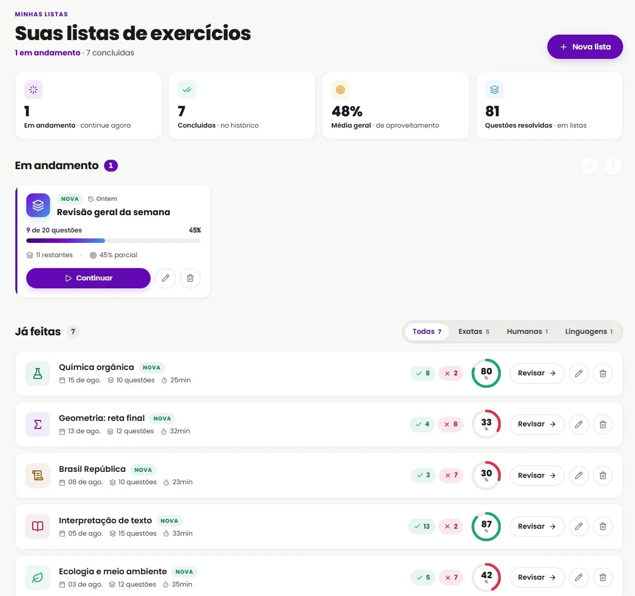 Montador de listas inteligentes