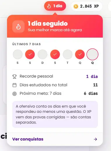 Ofensiva diária e XP